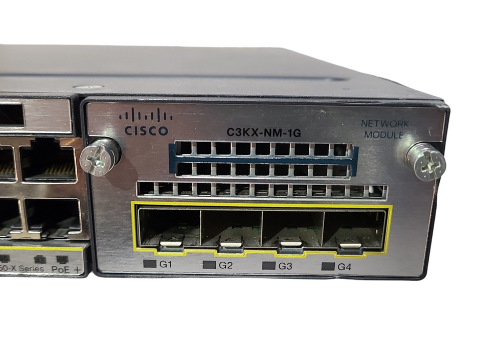 Cisco WS-C3750X-48P-S 48-Port Gigabit IP Base Switch, C3KX-NM-1G, 1x PSU