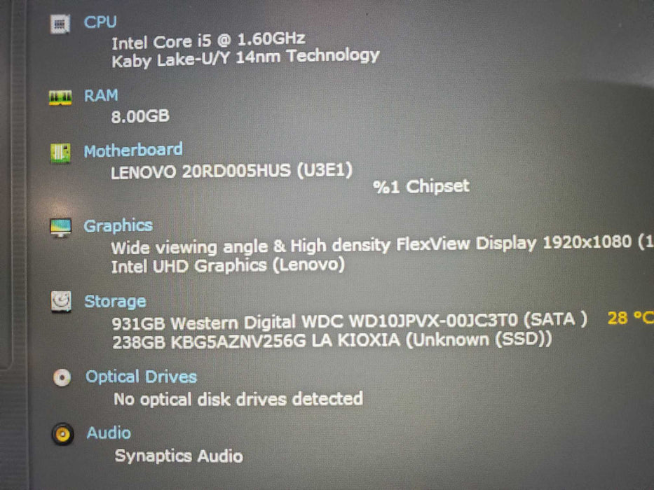 Lenovo ThinkPad E15 i5-10210U 8GB RAM 256GB NVME 1TB HDD  Lap200