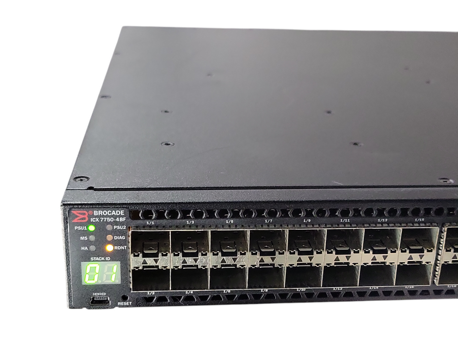 Brocade Ruckus ICX7750-48F 48 10GbE SFP+ ports, 6 10/40GbE QSFP+ 1x PSU  _