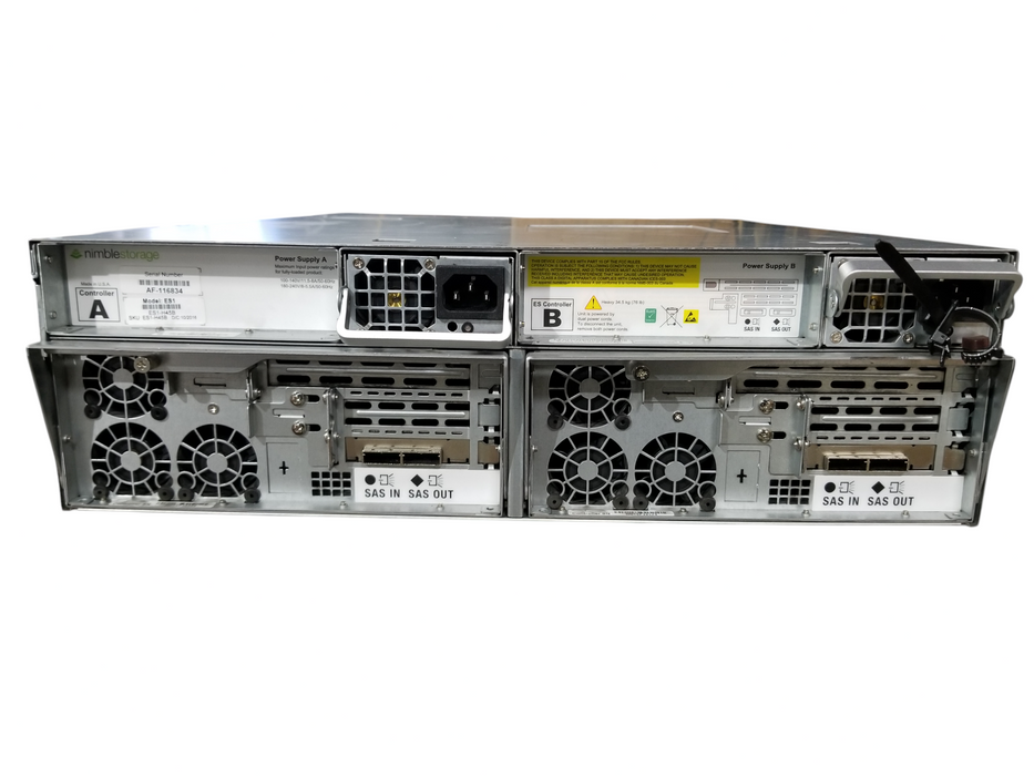 Nimble Storage CS200,400,ES1 2xSAS Controllers-ES1 2x1200W PSUs 16x 3.5"Bays