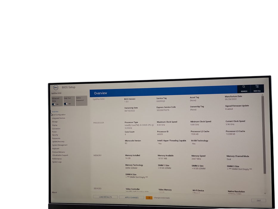 Dell OptiPlex 5090 SFF i5 - 10505 @ 3.20GHz 16GB DDR4 Ram NO HDD Qθ