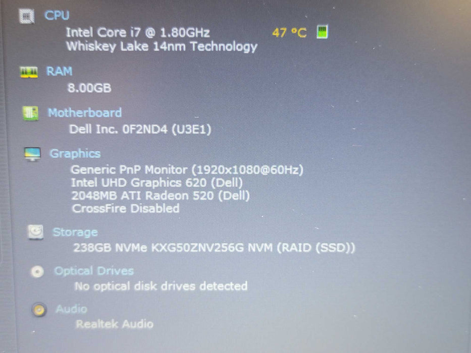 Dell Vostro 3580 15"| i7-8565U| 8GB DDR4| RADEON 520| 256GB SSD  β