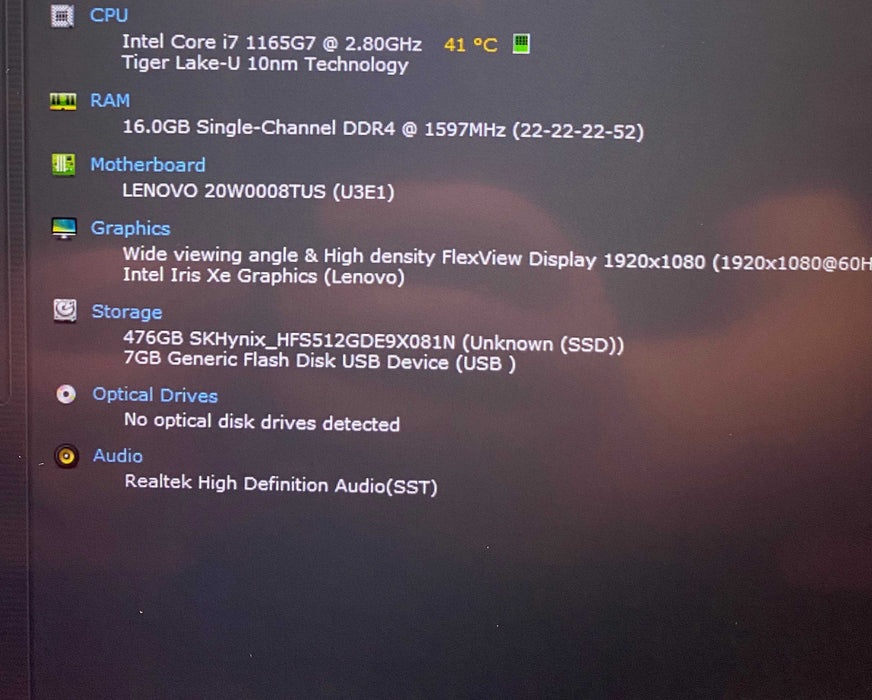 Lenovo ThinkPad T14 Gen 2 TOUCH Core i7-1165G7@2.80GHz 16GB RAM 512GB SSD  Lap200