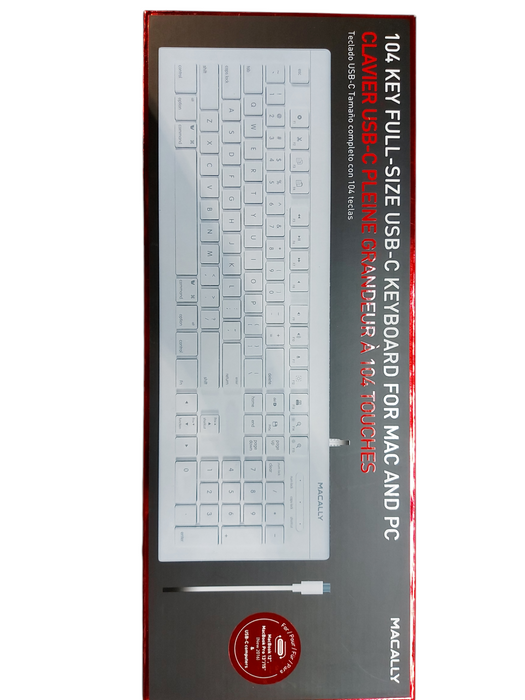 Lot 3x Macally 104 Key Full-Size USB Wired Keyboard New For Mac and PC
