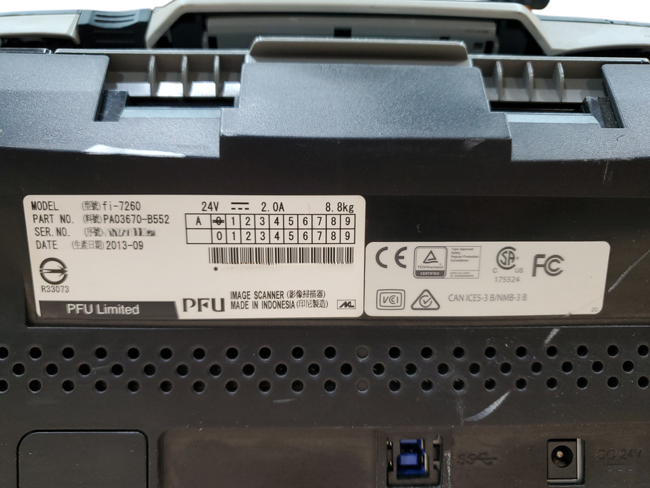 Fujitsu fi-7260 Color Duplex Document Scanner PA03670-B552 - No Flatbed