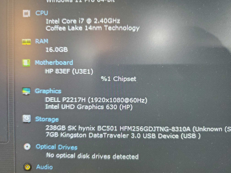 HP ProDesk 600 G4 Mini Desktop | i7-8700T 2.1GHz | 16GB | 256GB SSD