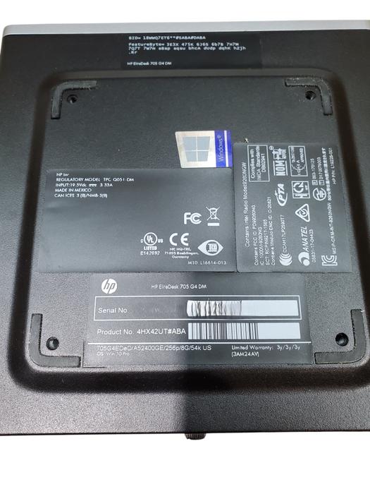 HP EliteDesk 705 G4 DM - Ryzen 5 PRO 2400GE 8GB DDR4 256GB SSD