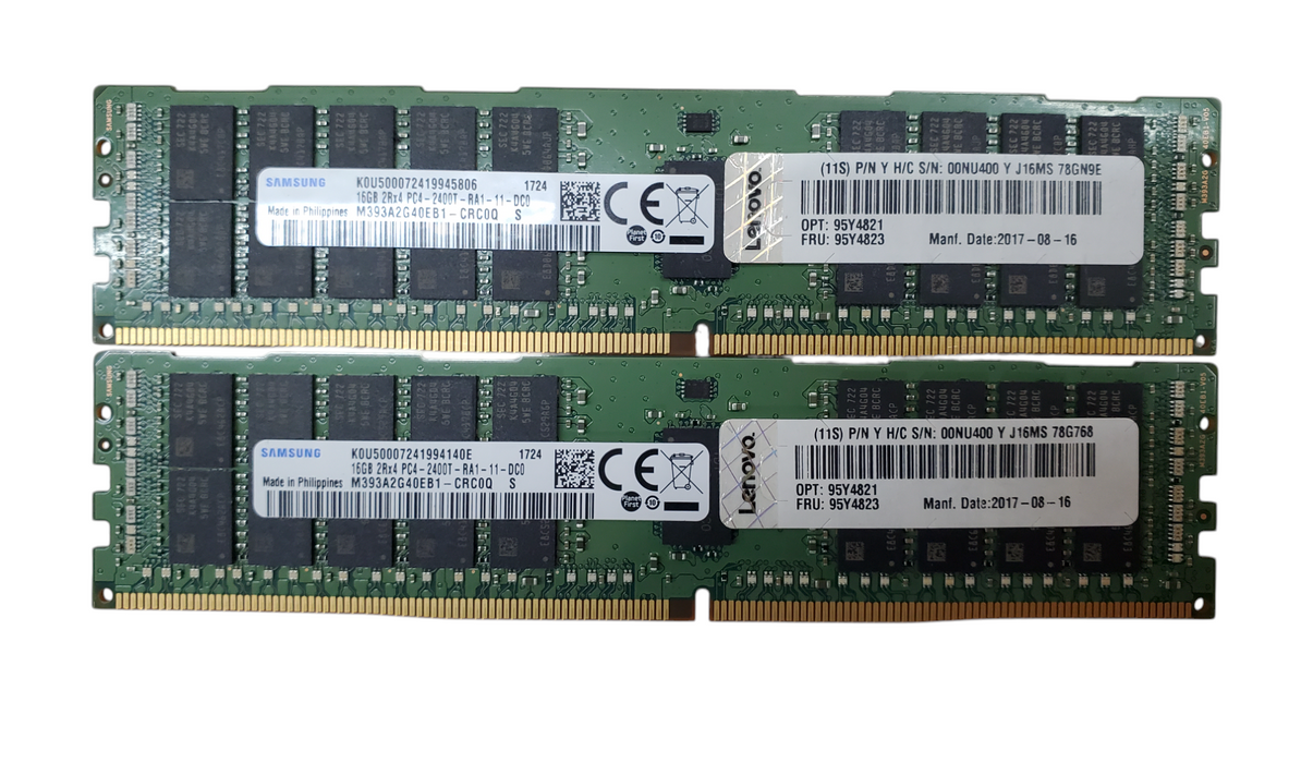 Lot 2x Samsung 16GB 2Rx4 PC3-2400T-RA1 DDR4 Server RAM