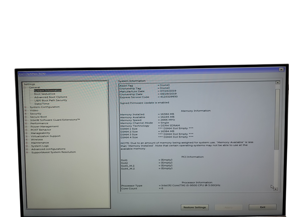 Dell OptiPlex 5070 SFF i5 - 9500 @ 3.00GHz 16GB DDR4 Ram  Qθ