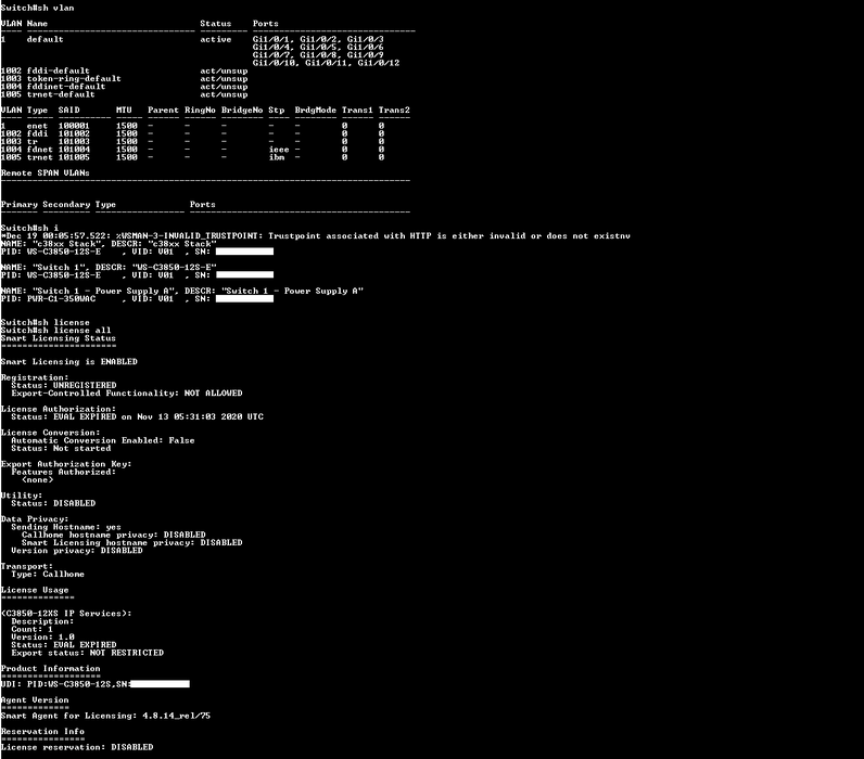 Cisco WS-C3850-12S-E 12-Port GbE SFP Switch w/ 1x 350W PSU