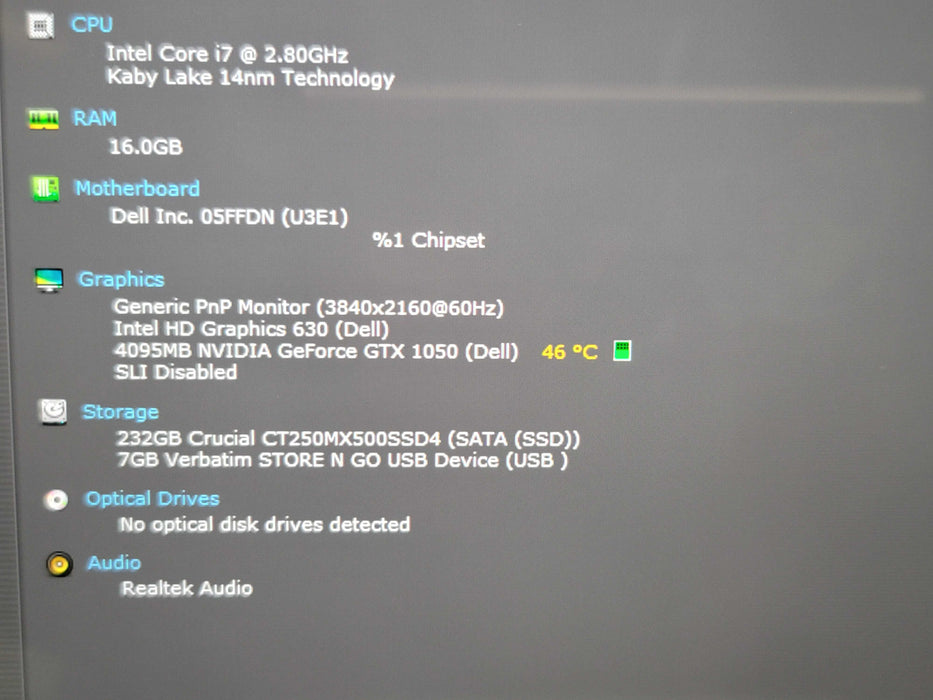 Dell XPS 15 9560 i7-7700HQ 16GB DDR4 GTX 1050 256GB SSD  β Lap200