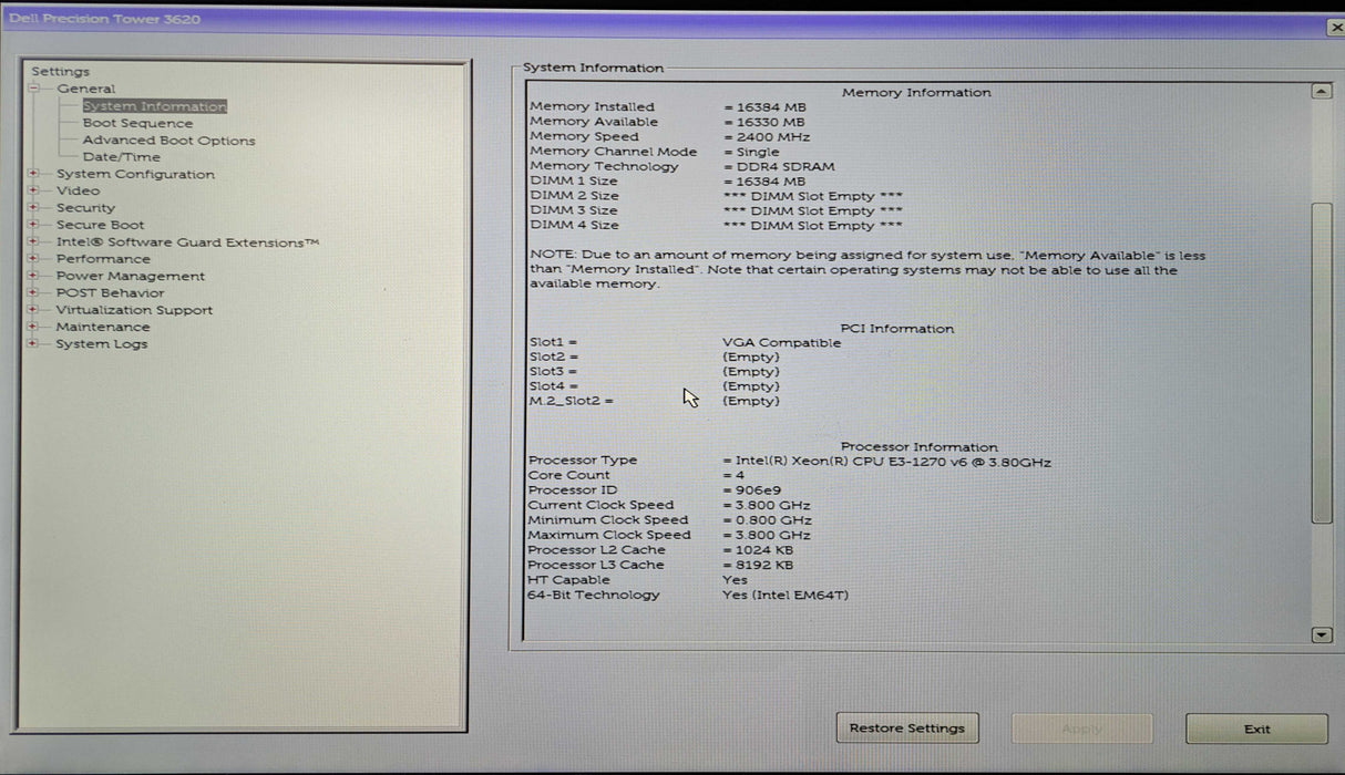 Dell Precision Tower 3620 | Xeon E3-1270 v6 @3.80GHz, 16GB DDR4, M2000 )