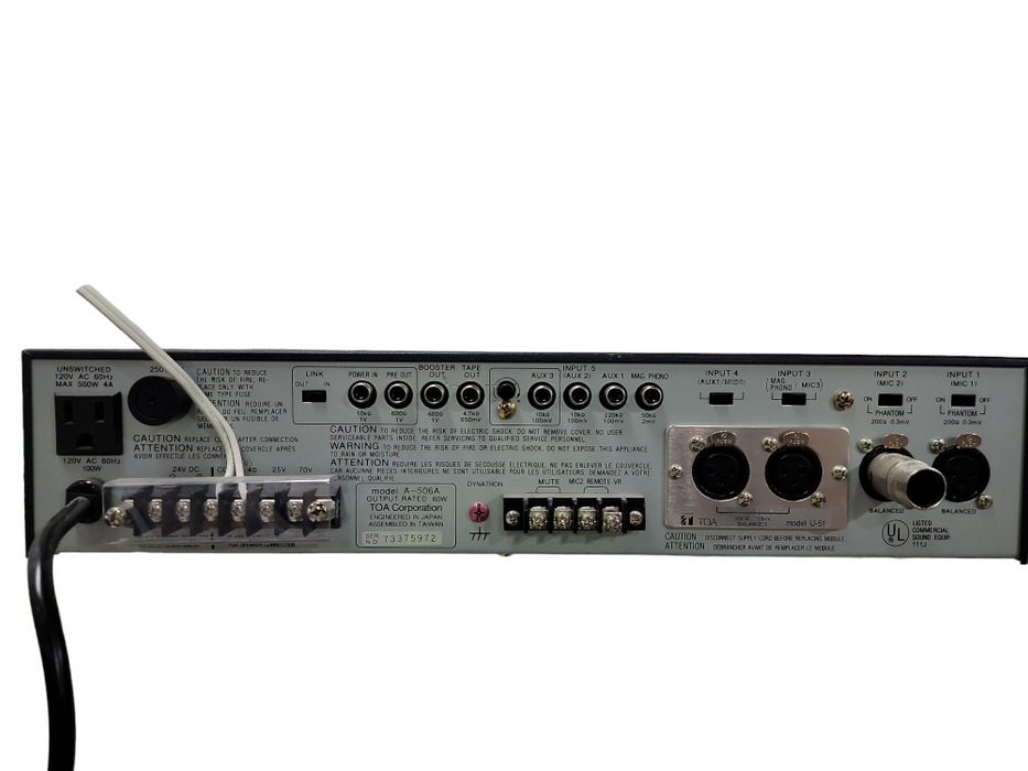 TOA 500 Series Amplifier A-506A Mixer Amplifier