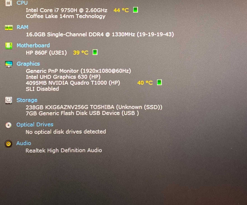 HP ZBook 15 G6 i7-9750H QUADRO T1000 4GB GPU 16GB RAM 256GB SSD Q Lap200