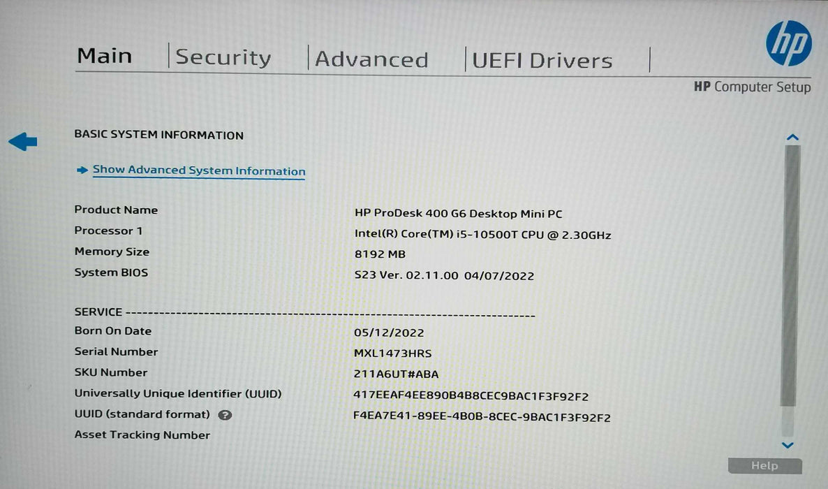 HP ProDesk 400 G6 USFF Core i5-10500T CPU 2.30GHz 8GB RAM - No HDD