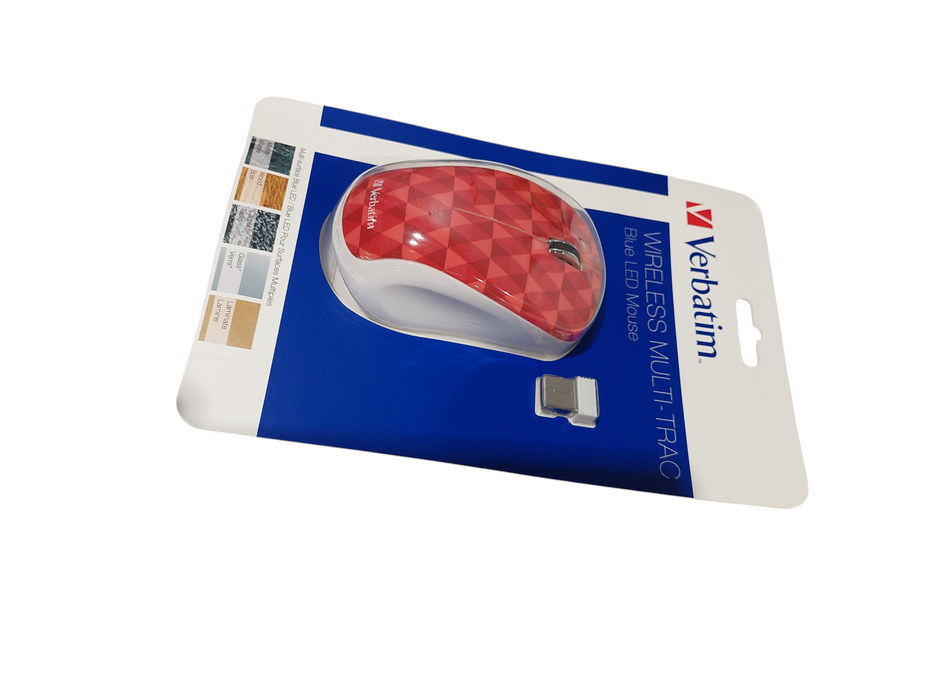 Verbatim Wireless Multi-Trac Blue LED Mouse Red Checker ( New )  Q=