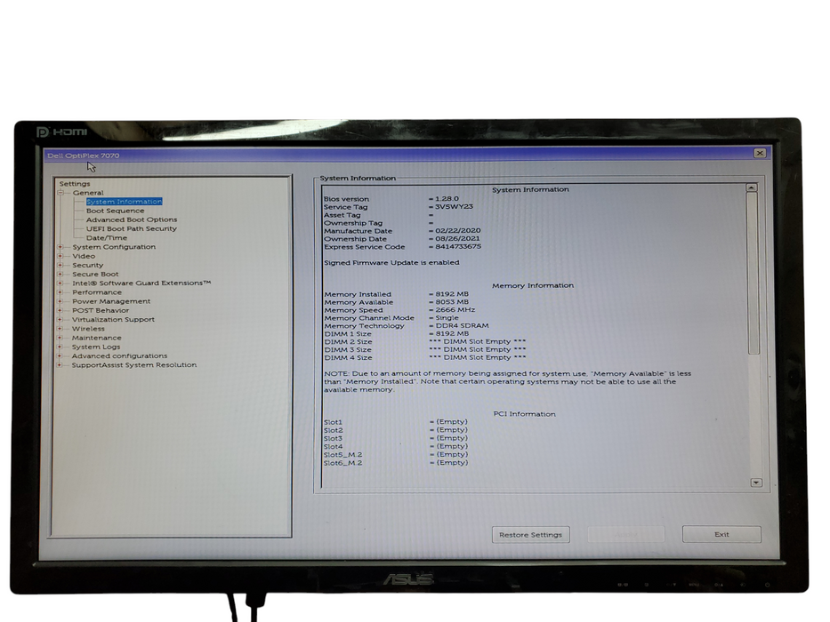 Dell Optiplex 7070 MT, i5-9500, 8GB DDR4, No HDD, No OS