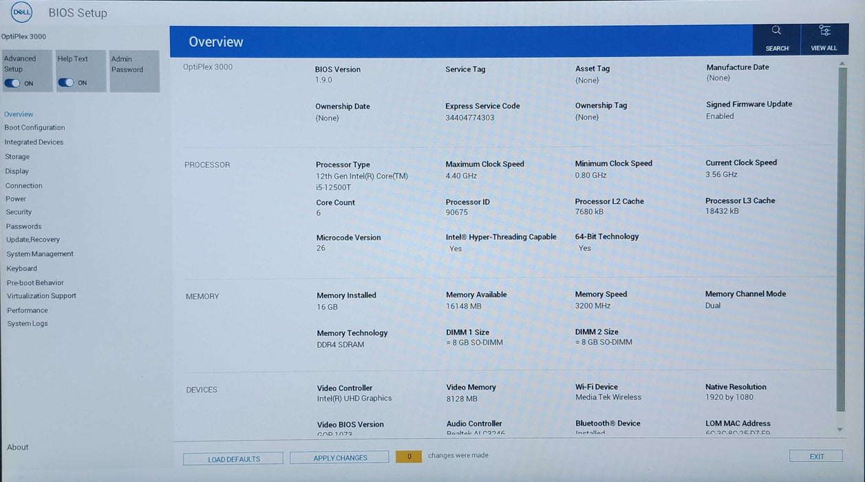 Dell OptiPlex 3000 USFF, i5-12500T, 16GB DDR4, 256GB NVMe, WiFi & 65W AC