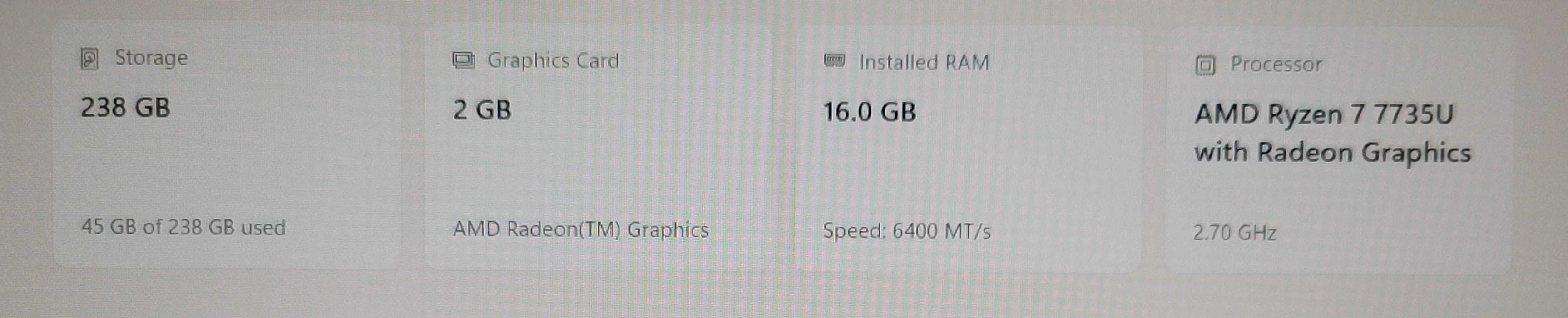 Lenovo Yoga 7 16ARP Ryzen 7 7735U 16GB RAM 256GB NVMe READ β Lap200