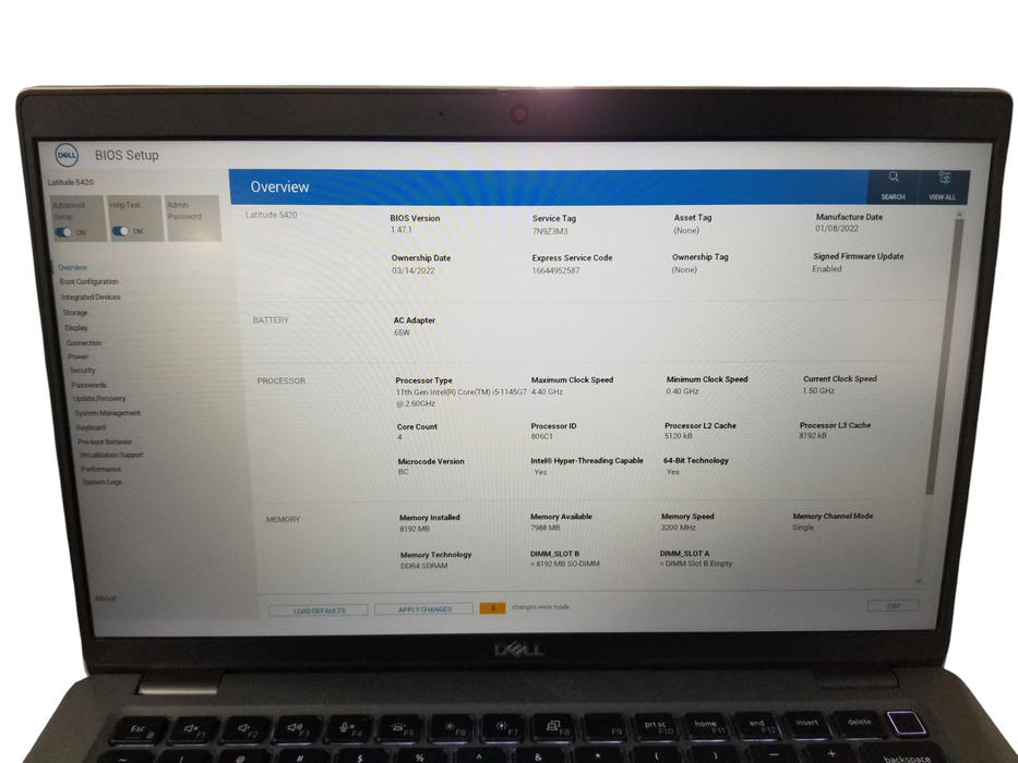 Dell Latitude 5520 Core i5-1145G7 @2.60GHz 8GB RAM 256GB NVMe *READ*  Lap200