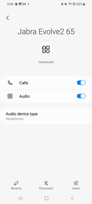 Jabra Wireless Stereo Headset Evolve2 65 Bluetooth Headphone Q_