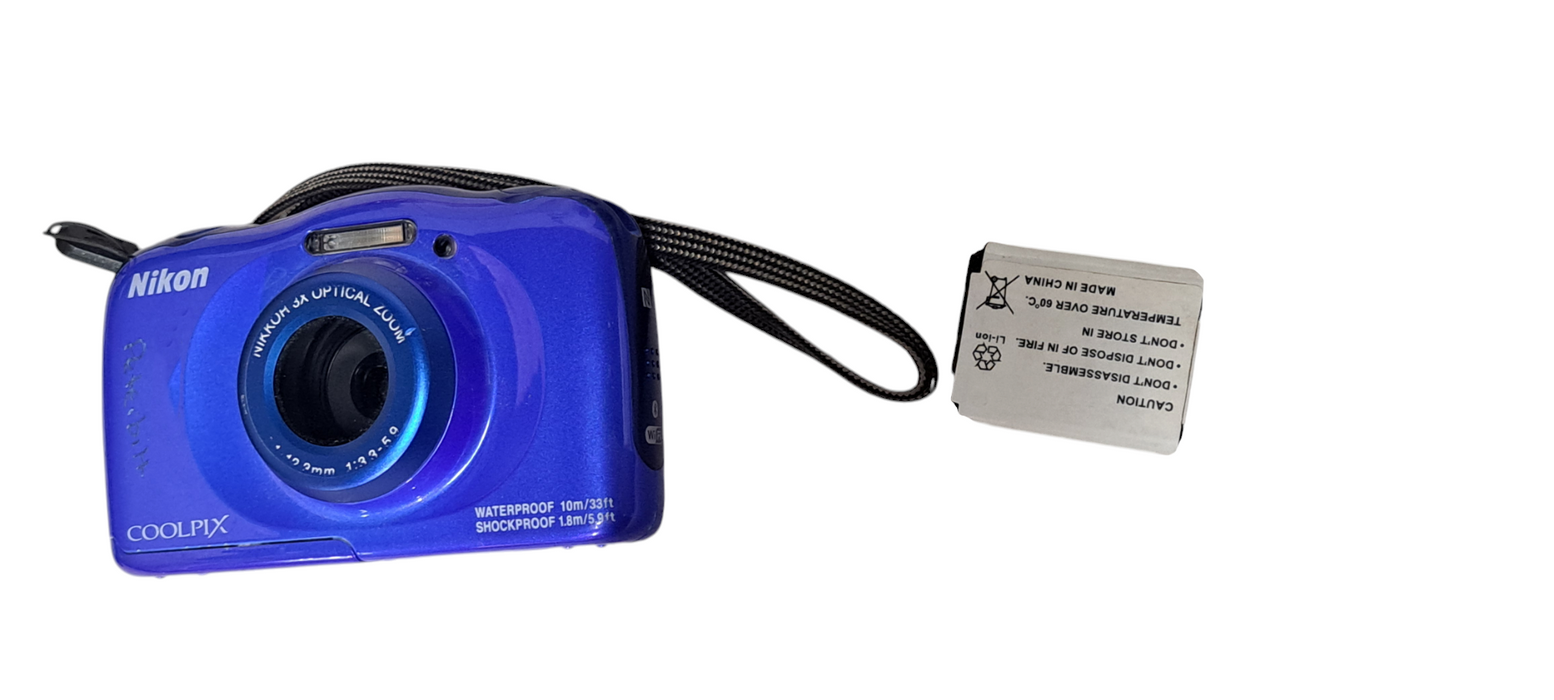 Nikon COOLPIX W100 Blue Digital Camera 13.2 MP 3x Zoom Tested Works