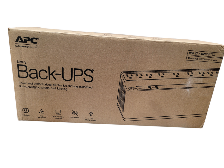APC Back‑UPS ES 850VA (BE850M2) with 2 USB Charging Ports