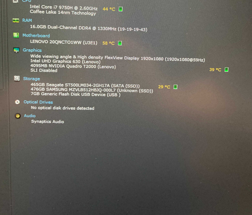Lenovo ThinkPad P53 i7-9750H@2.6GHz QUADRO T2000 4GB GPU 15GB RAM 512GB SSD  Lap200