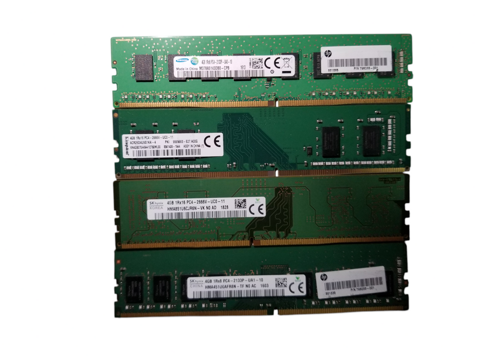 Lot of 9x 4GB DDR4 PC4 1Rx8 / 1Rx16 Mixed Brands & Speed Desktop Memory RAM