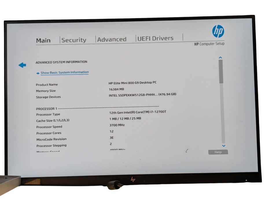 HP Elite Mini 800 G9 Desktop PC Intel Core i7-12700T 16GB DDR5 512GB NVMe  -