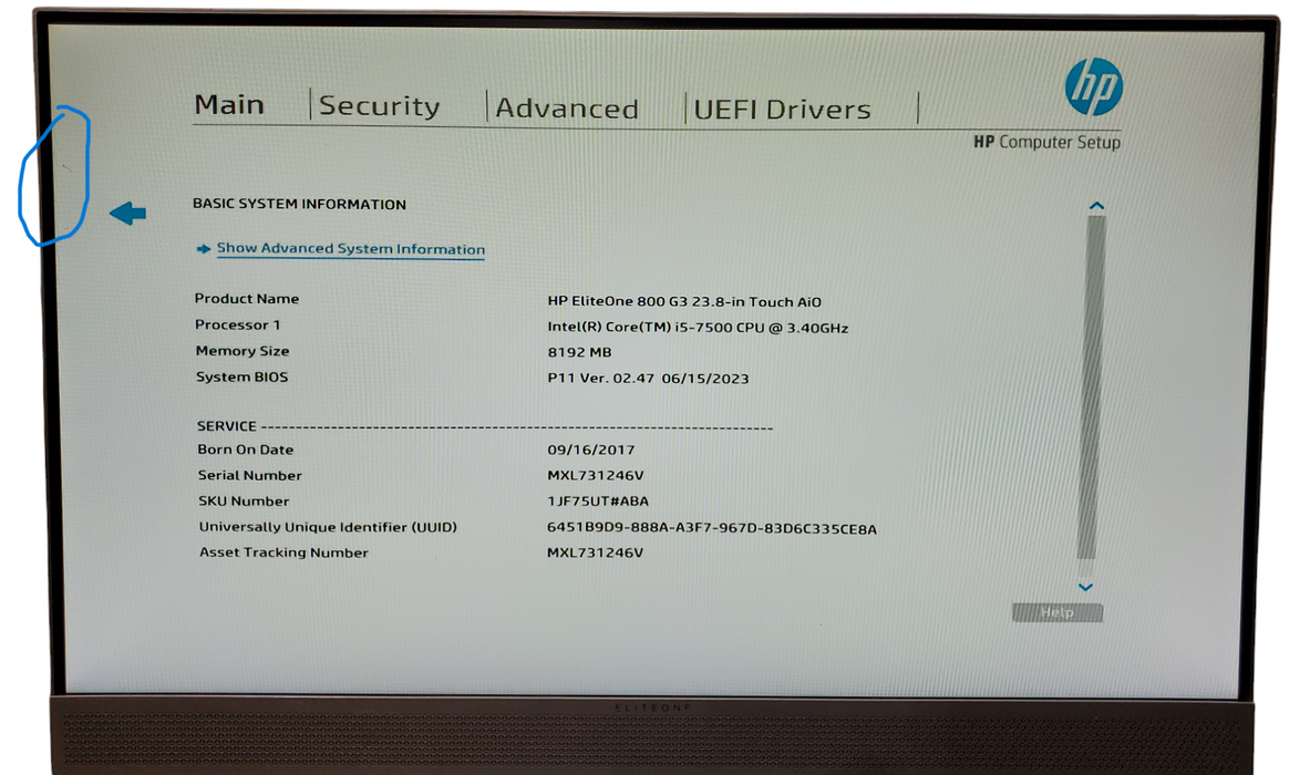 HP EliteOne 800 G3 AiO 23.8" Intel i5-7500@3.40ghZ 8GB NO-HDD/SSD