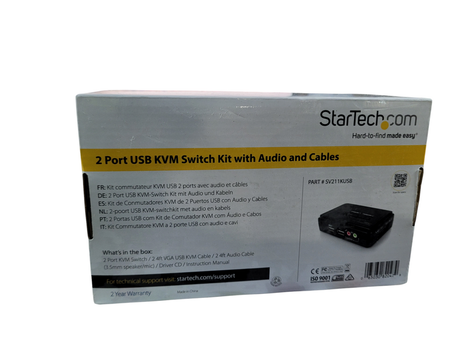 StarTech 2 Port Black USB KVM Switch Kit with Audio and Cables