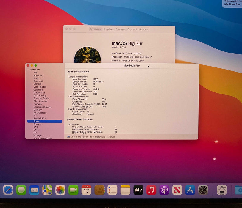 Apple MacBook Pro 16' 2019 i7-9750H Radeon Pro 5300M 16GB RAM 512SSD READ!