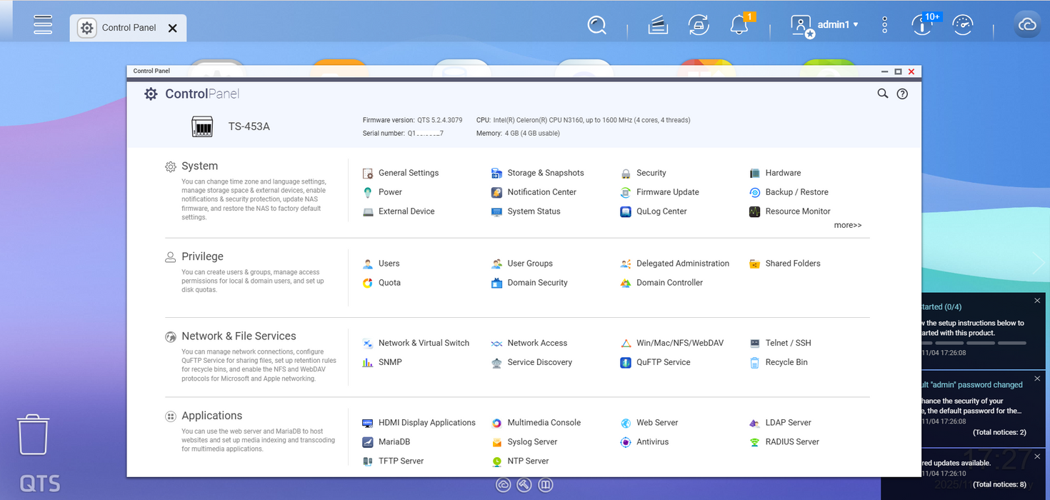 QNAP TS-453A 4-Bay NAS, Celeron N3160 1.60GHz, 4GB RAM w/ 1x 4TB HDD No AC Q$