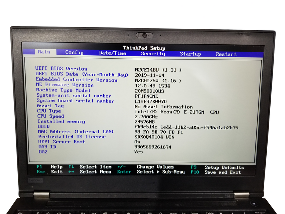 Lenovo ThinkPad P52 Xeon E-2176M | Quadro P2000 GPU | 24GB RAM 256GB NVMe  Lap200