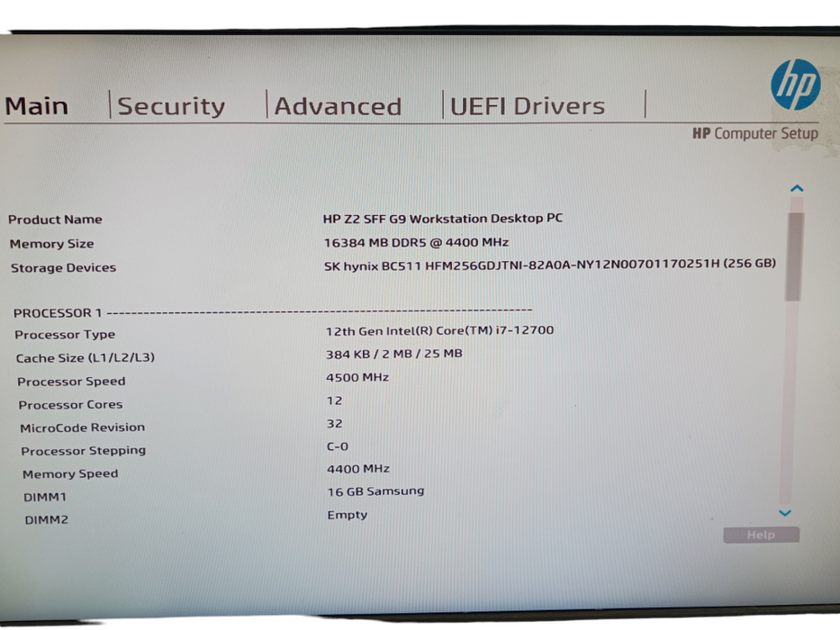HP Z2 Tower SFF G9 Workstation i7-12700 @2.1GHz 16GB RAM 256GB m.2