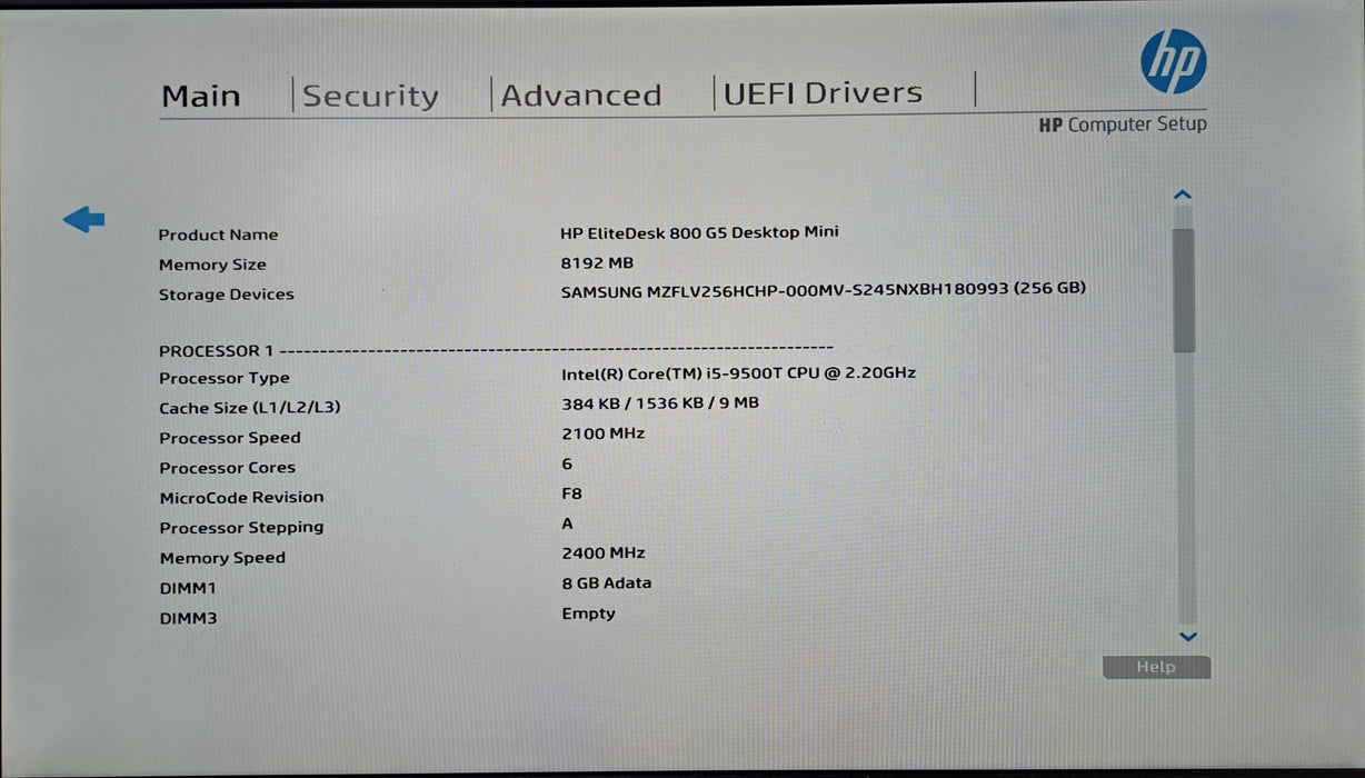 HP EliteDesk 800 G5 Mini | Intel Core i5-9500T, 8GB DDR4, 256GB NVMe, Wi-Fi )