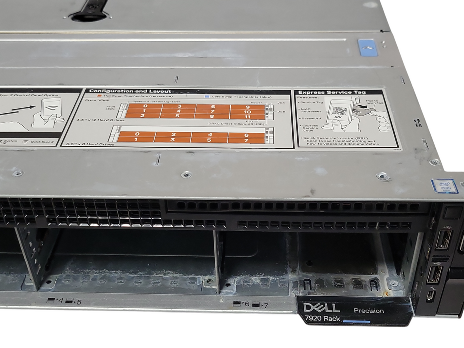 Dell Precision 7920 Rack, w/ HDD back plane and CPU Socket cover, READ Q_