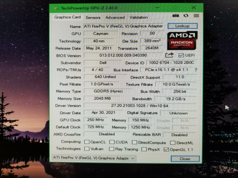 AMD FirePro V7900 2GB 4xDP HF Graphics card