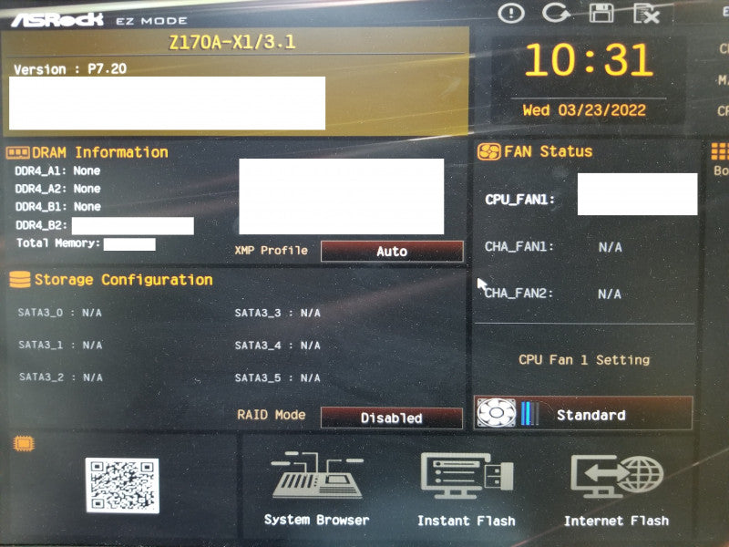 ASRock Motherboard ATX DDR4 LGA 1151 Z170a-x1/3.1