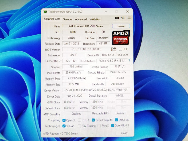 ASUS AMD Radeon HD 7900 Series 3gb Gddr5 *Tested Working