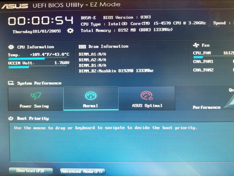 ASUS B85M-E Motherboard MicroATX w/ i5-4570@3.2GHz, 8GB RAM