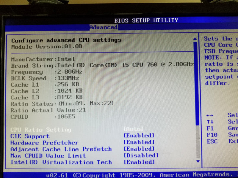 ASUS P7P55D-E w/ intel i5 CPU 760@2.8GHz, 8GB RAM