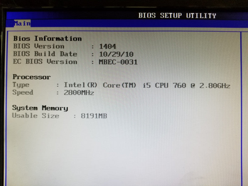 ASUS P7P55D-E w/ intel i5 CPU 760@2.8GHz, 8GB RAM