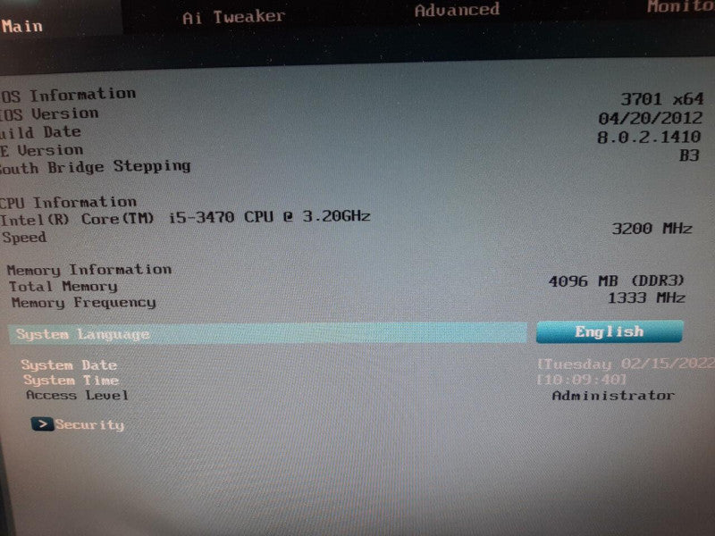 ASUS P8H67-M PRO Motherboard Intel i5-3470 3.2GHZ/4GB *TESTED & Working,~