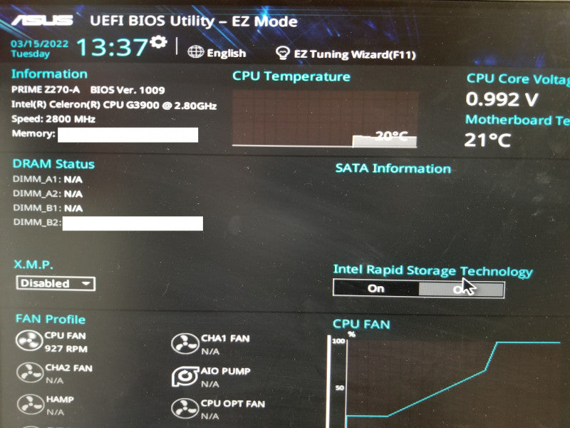 ASUS PRIME Z270-A Motherboard w/ G3900@2.8GHz, 0GB No RAM
