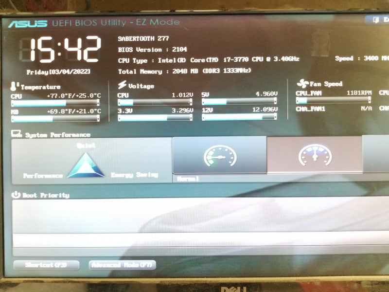 ASUS SABERTOOTH Z77 Motherboard w/ i7-3770@3.4GHz, 2GB RAM