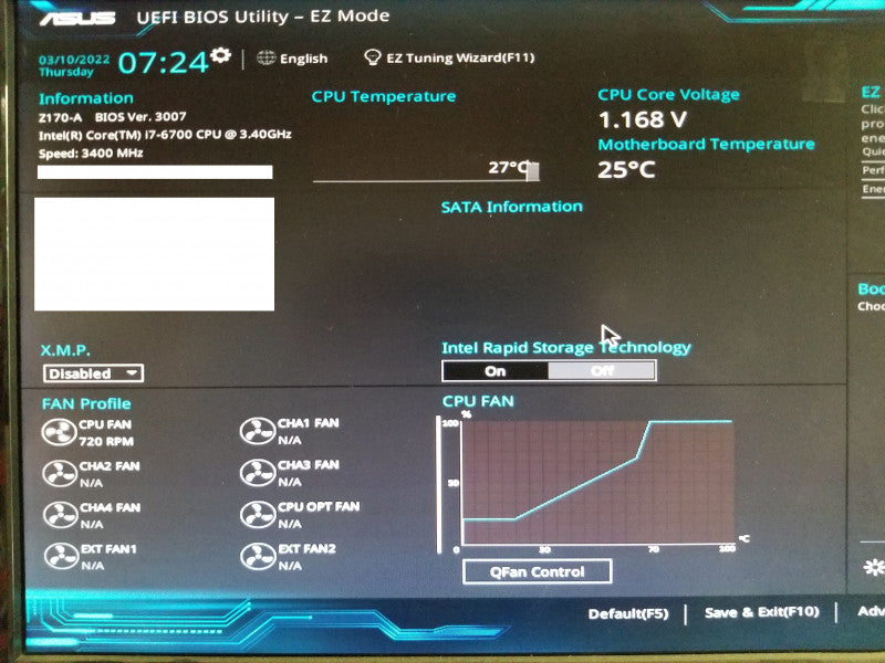 Asus Z170-A  Motherboard w/ i7-6700@3.4GHz, No RAM