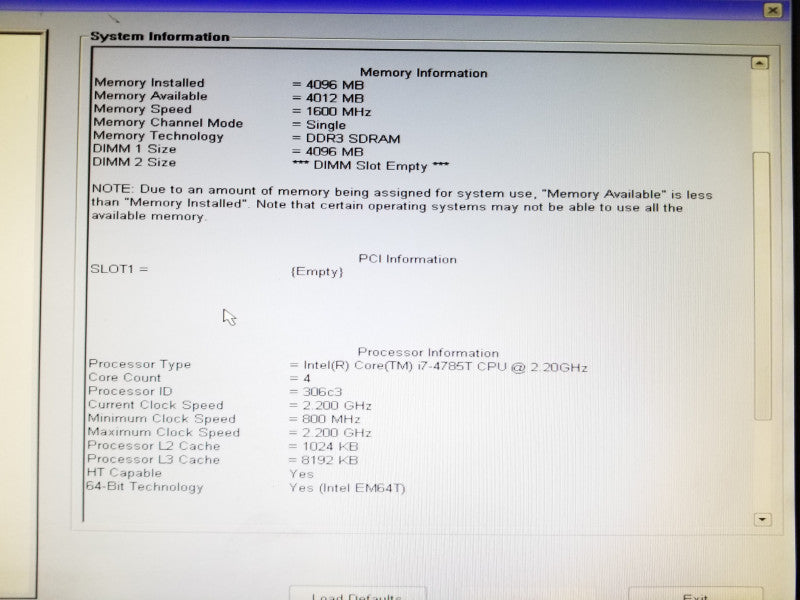 Dell OptiPlex 9020 D09U, i7-4785T@2.2GHz , 4GB RAM, No HDDs