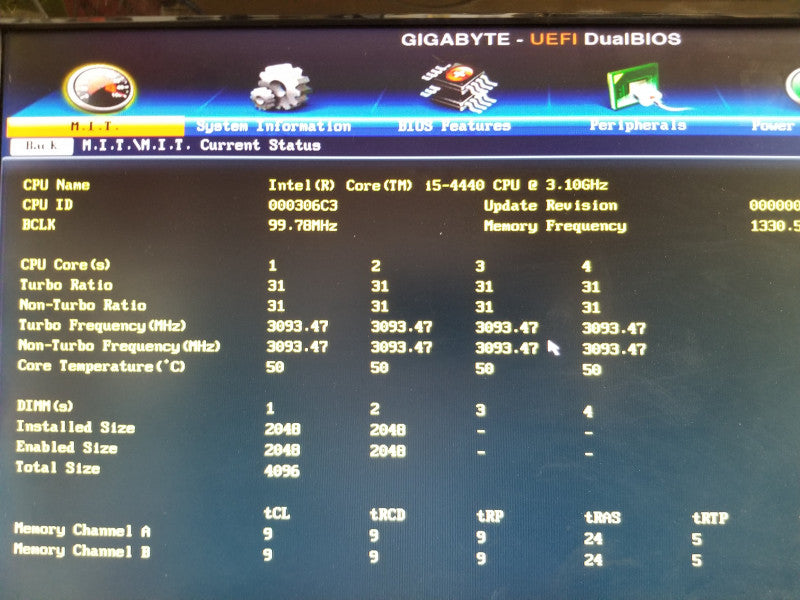 Gigabyte GA-B85M-D3H Motherboard w/ i5-4440@3.1GHz, 4GB RAM, No CPU FAN